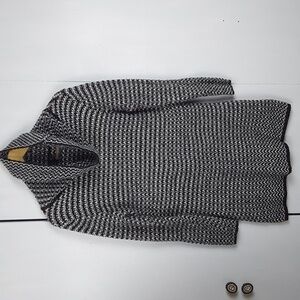 Cliche` Womens Black/White WOVEN Wool Knit Sweater Dress Mod edgy Sz.S